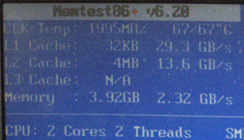 T61 memtest86+ stats